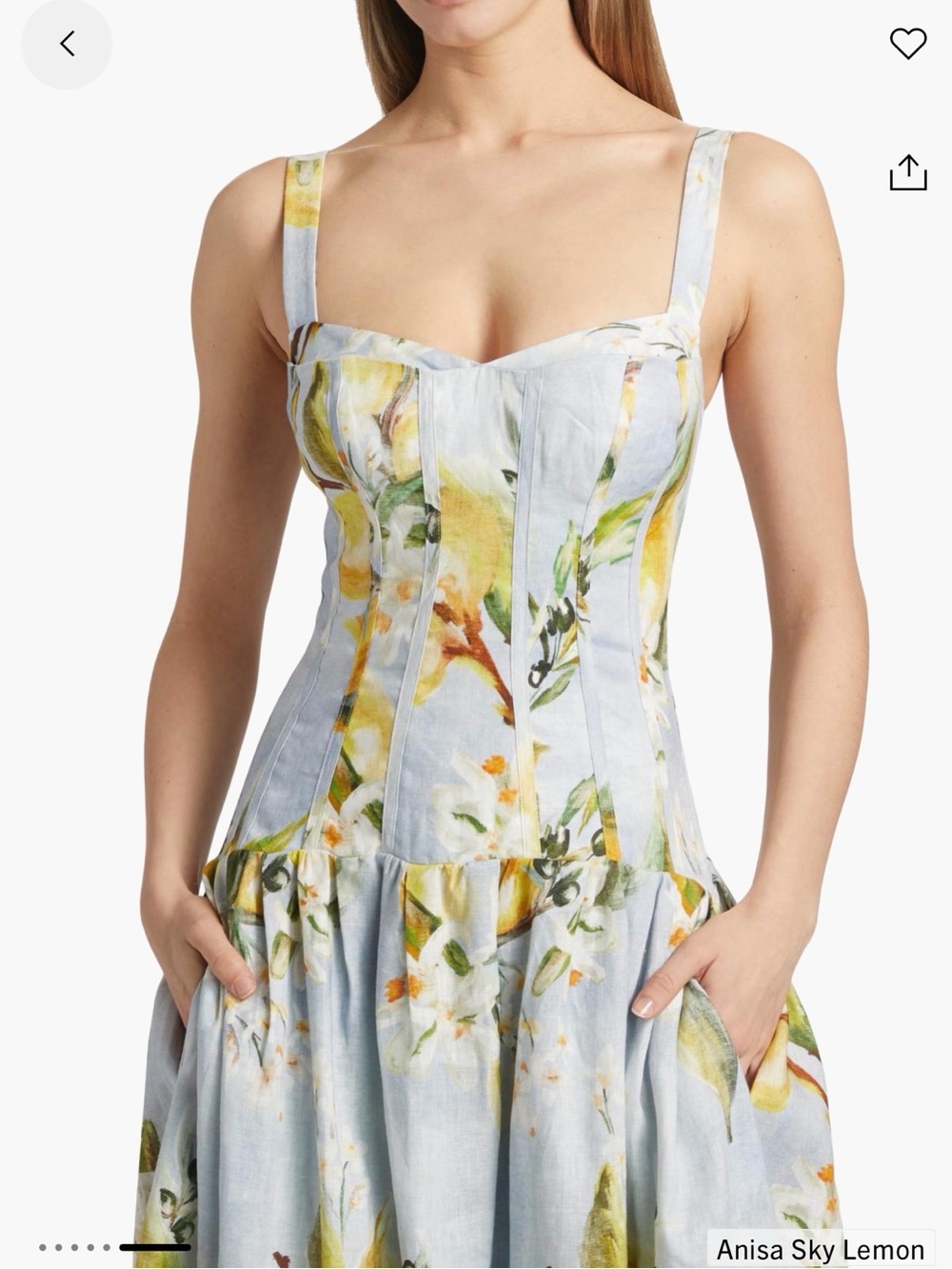 NICHOLAS the label Makenna drop waist Blue and Lemon Floral Bustier